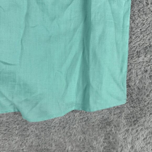 Kim Rogers Womens Linen Button Up Shirt 2X Light Blue Green Roll Tab Long Sleeve - Picture 6 of 14